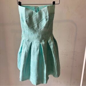 Strapless Textured Bandage Dress in Aqua 👗